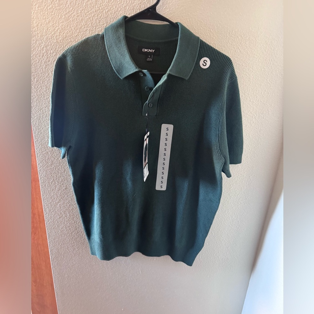 DKNY Men's Polo Sweater in Deep Green